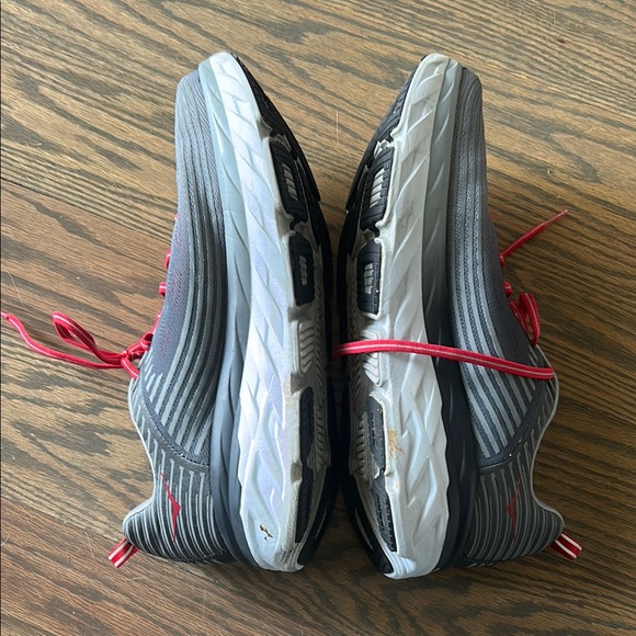 Hoka bondi Gray and Red Running Shoes - Picture 3 of 5